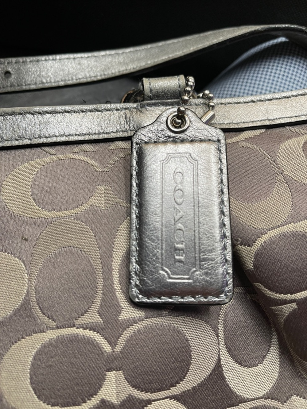 Coach Gray and Silver Metallic Signature Satchel G1175-F17698 Daily Coach - Picture 11 of 12